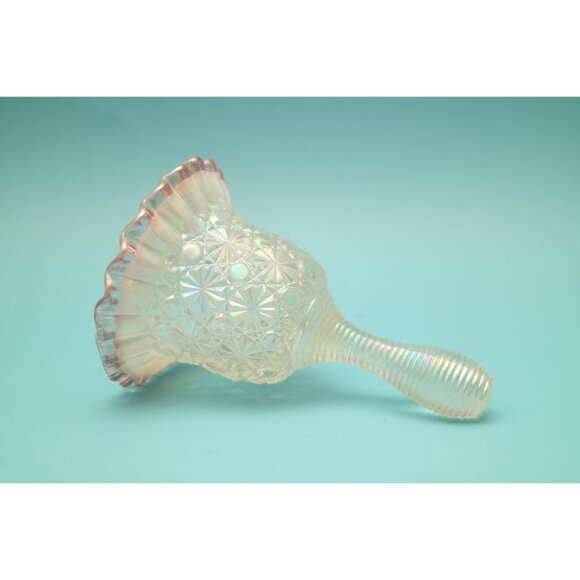 Vintage Fenton Opalescent Glass Daisy Button Pink Dust Rose Crest Iridized Bell - Picture 5 of 7